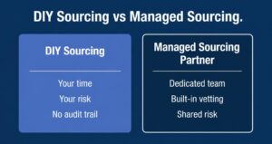 "DIY sourcing vs managed sourcing cost risk comparison"